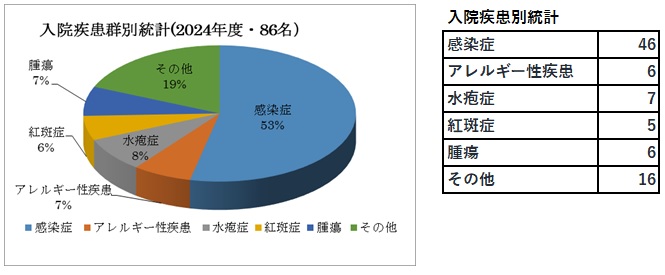 入院疾患別統計（２０２４年度・８６名）